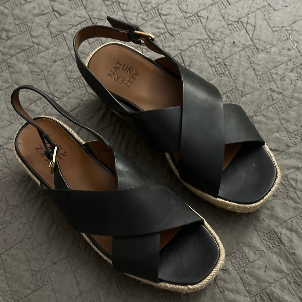 Naturalizer Black Leather Espadrille Shoes Size 9 Medium